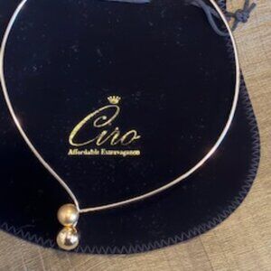 Ciro Brass choker necklace-Polished & matte finished ball ends